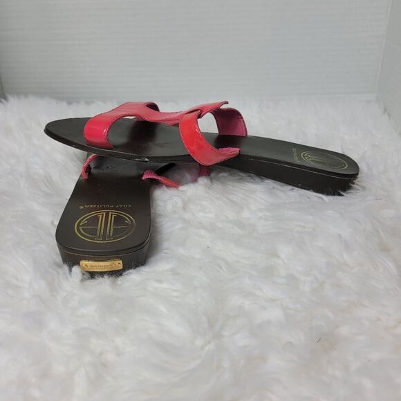 Lilly Pulitzer Phipps Slide Patent Leather Sandals 8 Princess Pink Shoes Flats - Picture 6 of 9